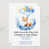 Watercolor Woodland Fox Kinderdusche Einladung (Vorne/Hinten)
