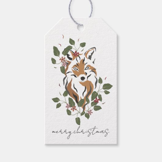Watercolor Woodland Fox Pine Boughs Weihnachtsgif Geschenkanhänger (Vorderseite)
