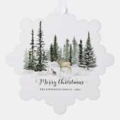 Watercolor Woodland Frohe Weihnachten Ornament Karte (Vorderseite)