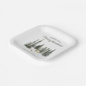 Watercolor Woodland Frohe Weihnachten Pappteller (Gewinkelt)