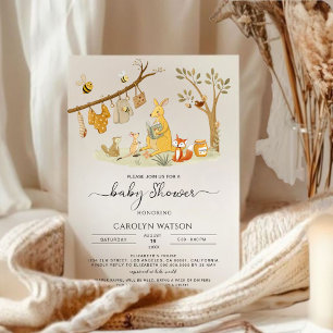 Watercolor Woodland Kangaroo Kinderdusche Einladung