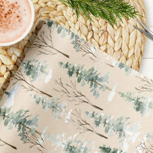 Watercolor Woodland Kraft Weihnachtswrapping Paper Geschenkpapier