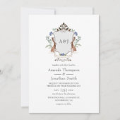 Watercolor Woodland Laurel Wappen Monogram Wedding Einladung (Vorderseite)