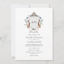 Watercolor Woodland Laurel Wappen Monogram Wedding