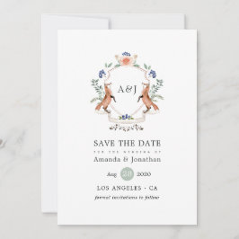 Watercolor Woodland Laurel Wappen Monogram Wedding Save The Date