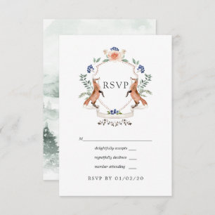 Watercolor Woodland Laurel Wappen Wedding RSVP Car