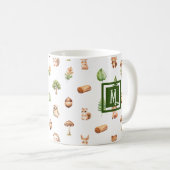 Watercolor Woodland Modern Monogram Kaffeetasse (VorderseiteRechts)