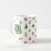 Watercolor Woodland Modern Monogram Kaffeetasse (Vorderseite Links)