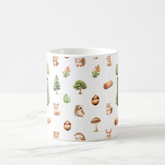 Watercolor Woodland Modern Monogram Kaffeetasse (Mittel)