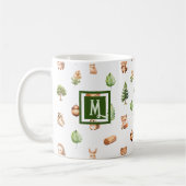 Watercolor Woodland Modern Monogram Kaffeetasse (Links)