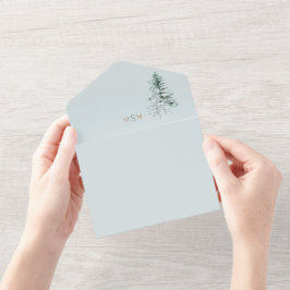 Watercolor Woodland Monogram Wedding All In One Einladung