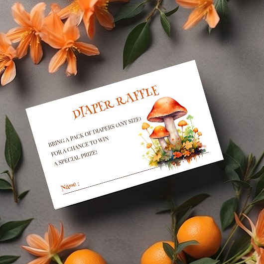 Watercolor Woodland Mushroom Diaper Raffel Ticket Begleitkarte