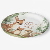 Watercolor Woodland Oh Deer Baby Dusche Pappteller (Schrägansicht)