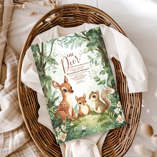 Watercolor Woodland Oh Deer Begleitkarte