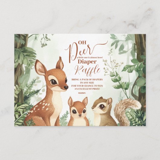 Watercolor Woodland Oh Deer Diapper Raffle Begleitkarte (Vorderseite)