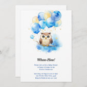 Watercolor Woodland Owl Babydusche Einladung (Vorne/Hinten)