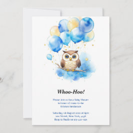 Watercolor Woodland Owl Babydusche Einladung