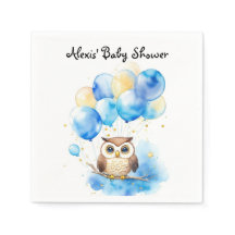 Watercolor Woodland Owl Babydusche