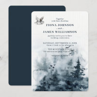 Watercolor Woodland Owl Trees Wedding
