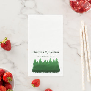 Watercolor Woodland Pines Wedding Napkins Serviette