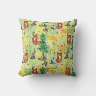 Watercolor Woodland Rabbit ,Hedgehog,fox Kissen