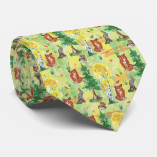 Watercolor Woodland Rabbit ,Hedgehog,fox Krawatte