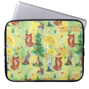 Watercolor Woodland Rabbit ,Hedgehog,fox Laptopschutzhülle