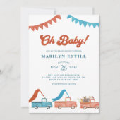 Watercolor Woodland Red Blue Baby Dusche Einladung (Vorderseite)