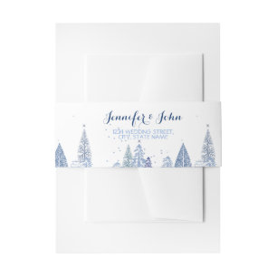 Watercolor Woodland Snowflakes Winterhochzeit Einladungsbanderole