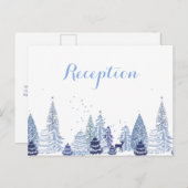 Watercolor Woodland Snowflakes Winterhochzeit Einladungspostkarte (Vorne/Hinten)