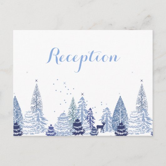 Watercolor Woodland Snowflakes Winterhochzeit Einladungspostkarte (Vorderseite)