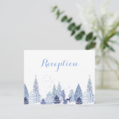 Watercolor Woodland Snowflakes Winterhochzeit Einladungspostkarte (Stehend Vorderseite)