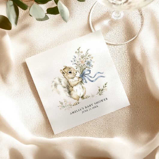 Watercolor Woodland Squirrel Baby Shower Serviette