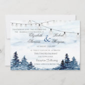 Watercolor Woodland String LightWedding Einladung (Vorderseite)