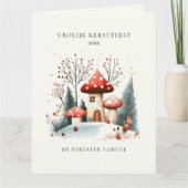 Watercolor Woodland Vrolijk Kerstfeest Gruß Karte (Vorderseite)