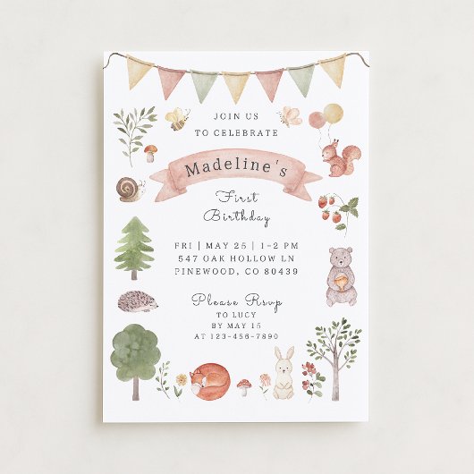 Watercolor Woodland | Waldfreunde Einladung