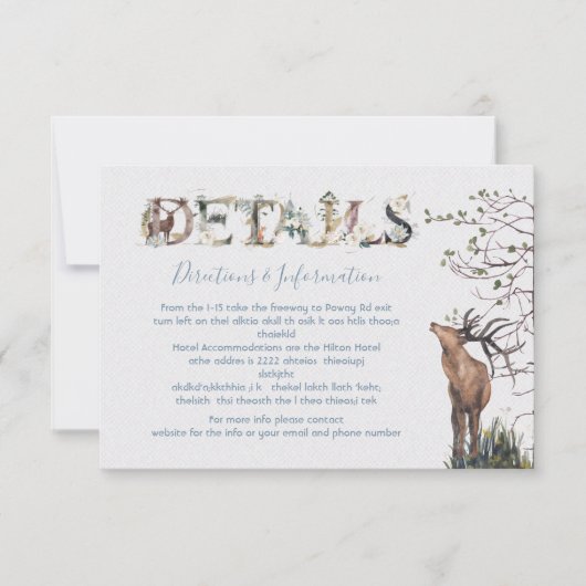 Watercolor Woodland Wedding Details und Infokarte RSVP Karte (Vorderseite)