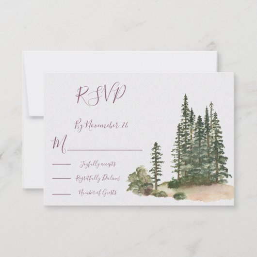 Watercolor Woodland Wedding Response Cards UAWG RSVP Karte (Vorderseite)