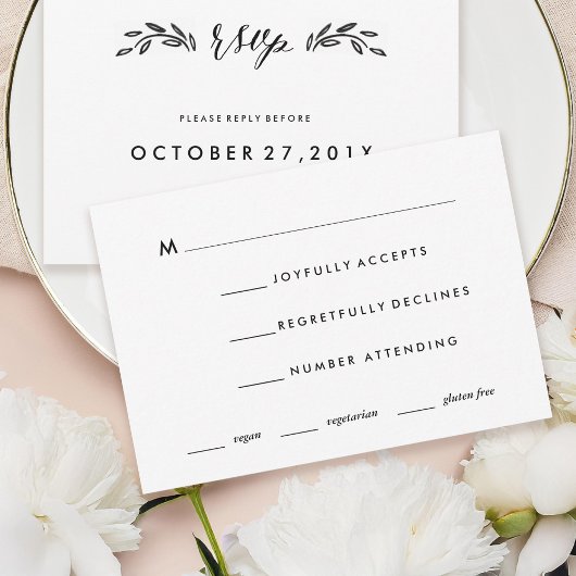 Watercolor Woodland Wedding Simplified RSVP Card Karte