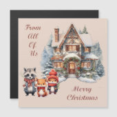 Watercolor Woodland Weihnachten Magnetkarte (Vorne/Hinten)