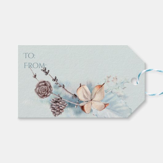 Watercolor Woodland Weiße Ziegen Geschenkanhänger (Vorderseite (Horizontal))