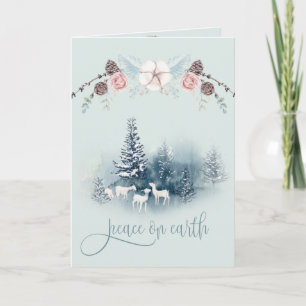 Watercolor Woodland Weiße Ziegen Karte