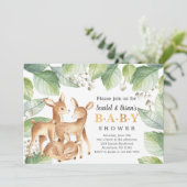 Watercolor Woodland Wild Deer Baby Shower Einladung (Stehend Vorderseite)