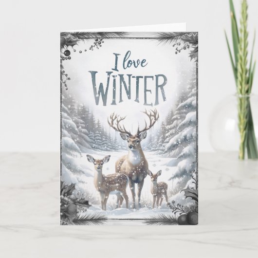 Watercolor Woodland Winter Dez Karte (Vorderseite)