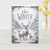 Watercolor Woodland Winter Dez Karte (Gelbe Blume)