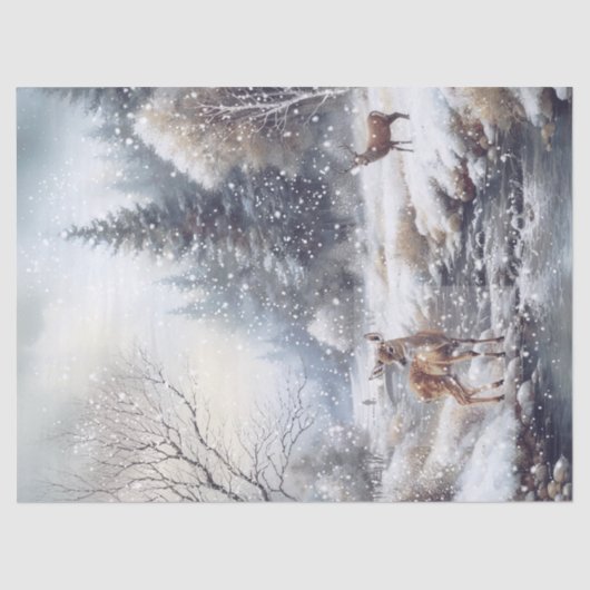 Watercolor Woodland Winter Dez Seidenpapier (Vorderseite)