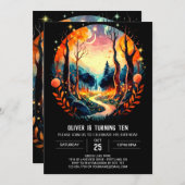 Watercolor Woods Adventure Birthday Einladung (Vorne/Hinten)