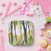 Watercolor Woods | Grüne Naturwaldmalerei Pappteller (Party)