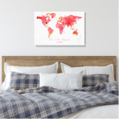 Watercolor World Map Wedding Alternative Guestbook Leinwanddruck (Insitu (Schlafzimmer))