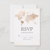 Watercolor World Map Wedding RSVP (Vorderseite)